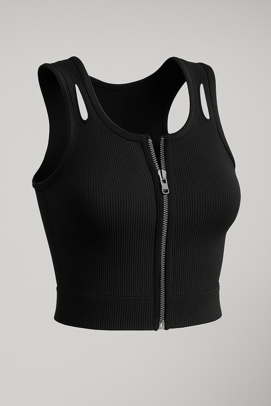 TOP CON CIERRE | NEGRO